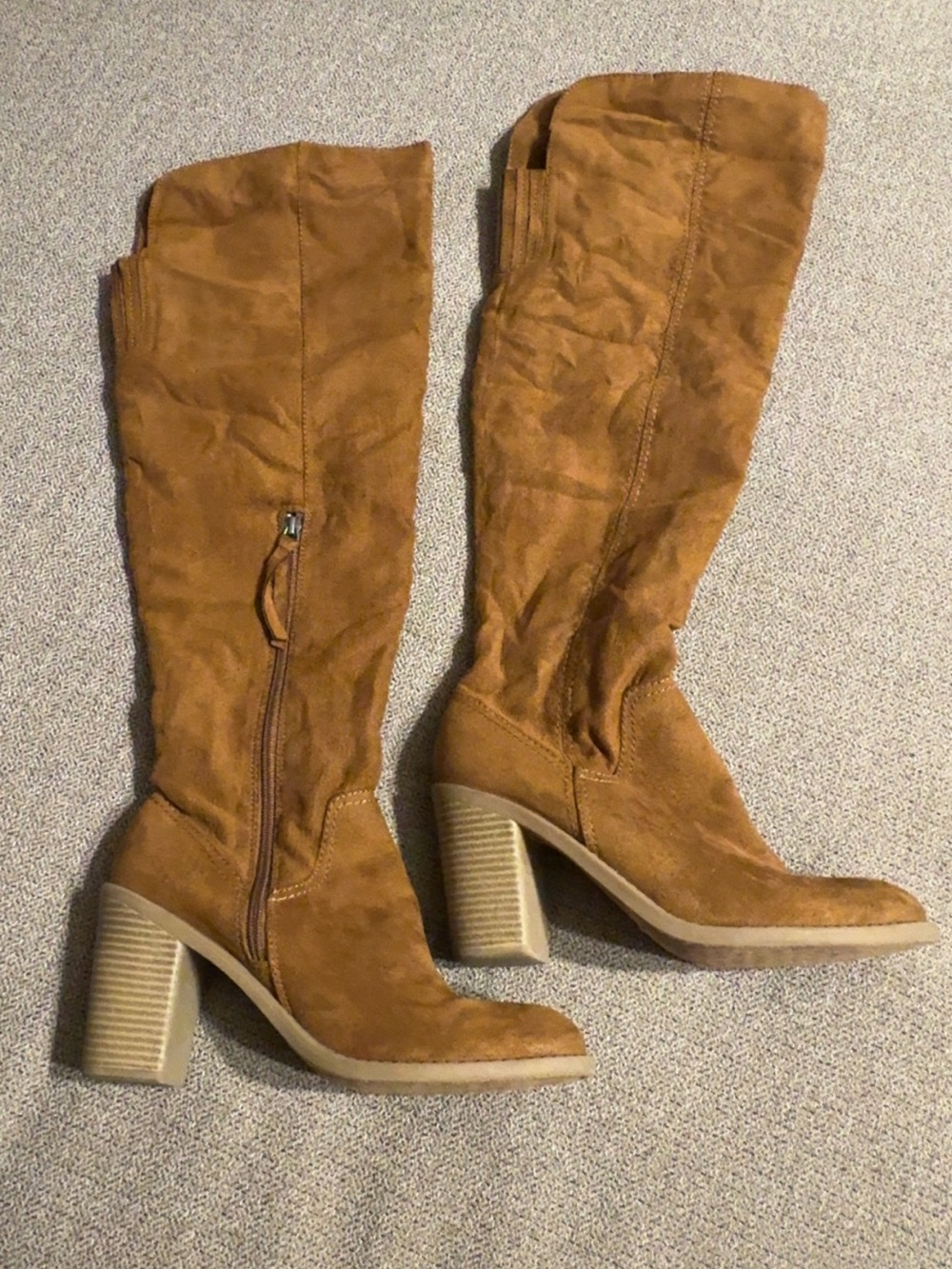 Dolce Vita Cognac Suede Over-the-Knee Block Heel Boots